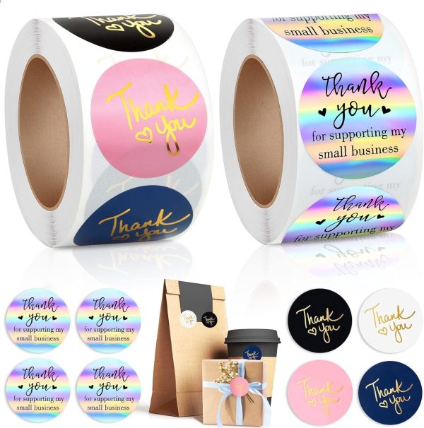 Evatage Thank You Stickers Holographic Small Business-0