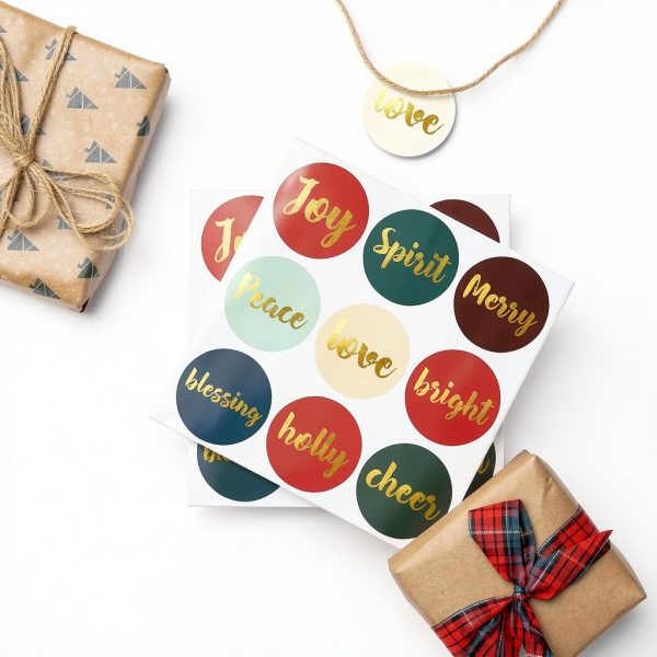Christmas Stickers Gold Foil Waterproof Mobiusea Holiday-5