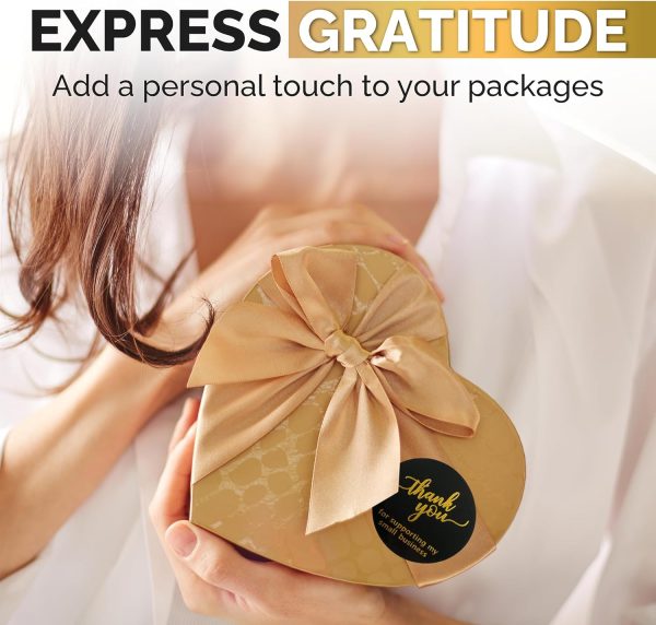 IBAKE Black Gold Foil Thank You Stickers Small Business-3