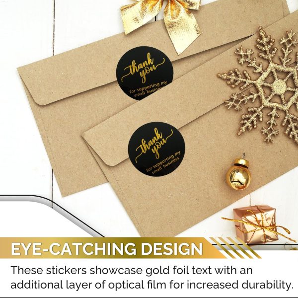 IBAKE Black Gold Foil Thank You Stickers Small Business-4