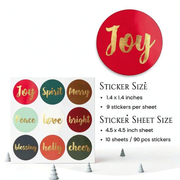 Christmas Stickers Gold Foil Waterproof Mobiusea Holiday-2