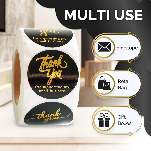 IBAKE Black Gold Foil Thank You Stickers Small Business-5