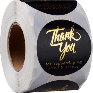 IBAKE Black Gold Foil Thank You Stickers Small Business-0